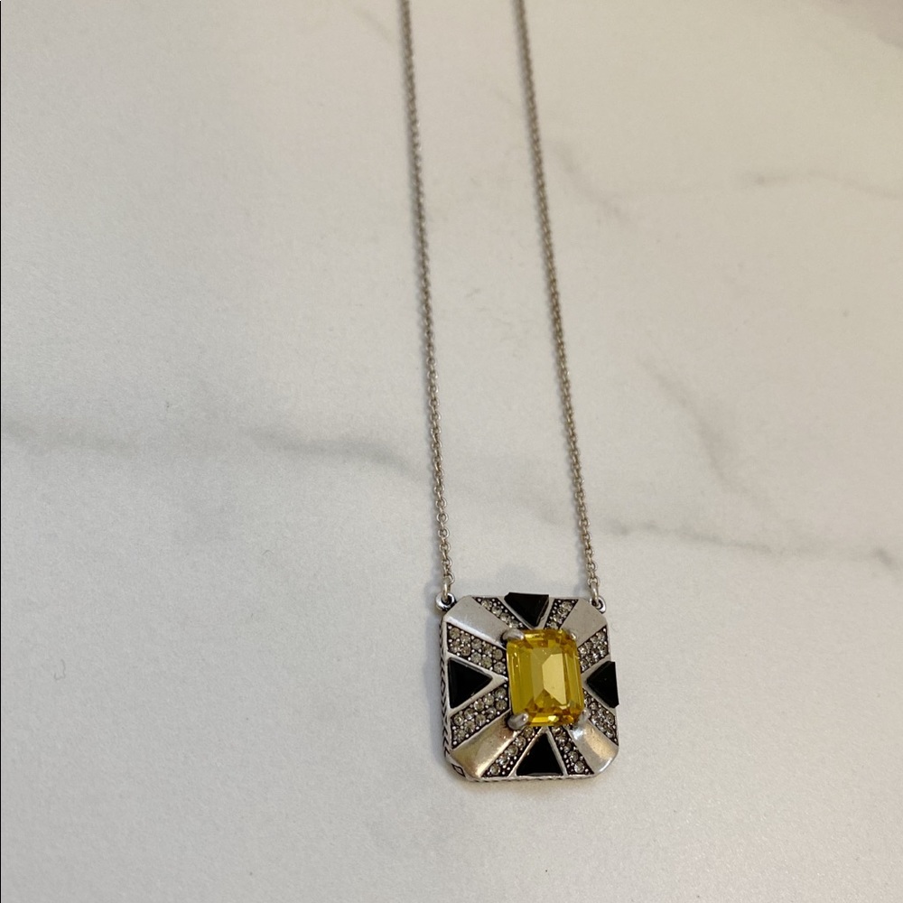 Yellow Gem Silver Necklace